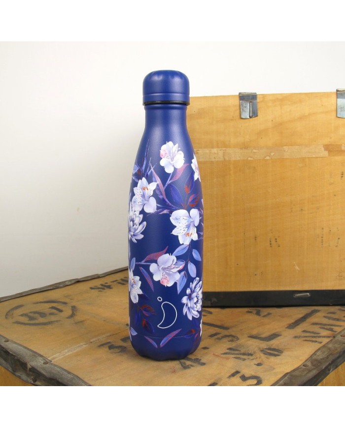 Botella Flores azules